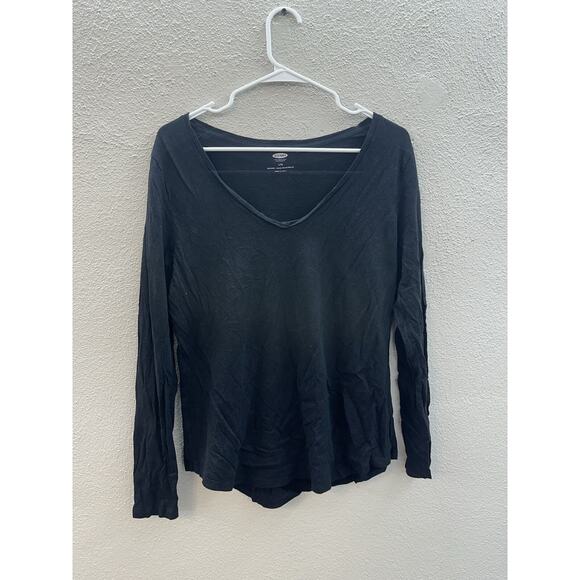 Old Navy Womens Top Size Large Black V-Neck Long Sleeve Relaxed Style - Picture 1 of 9